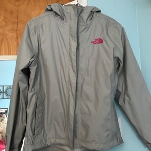 Grey north face rain jacket